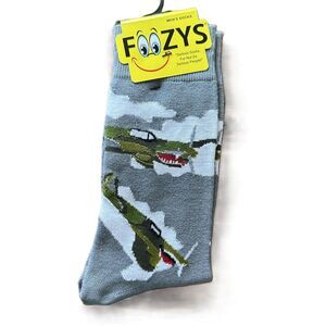 NWT Foozys Grey Camo Shark Plane Crew Socks Mens One Size